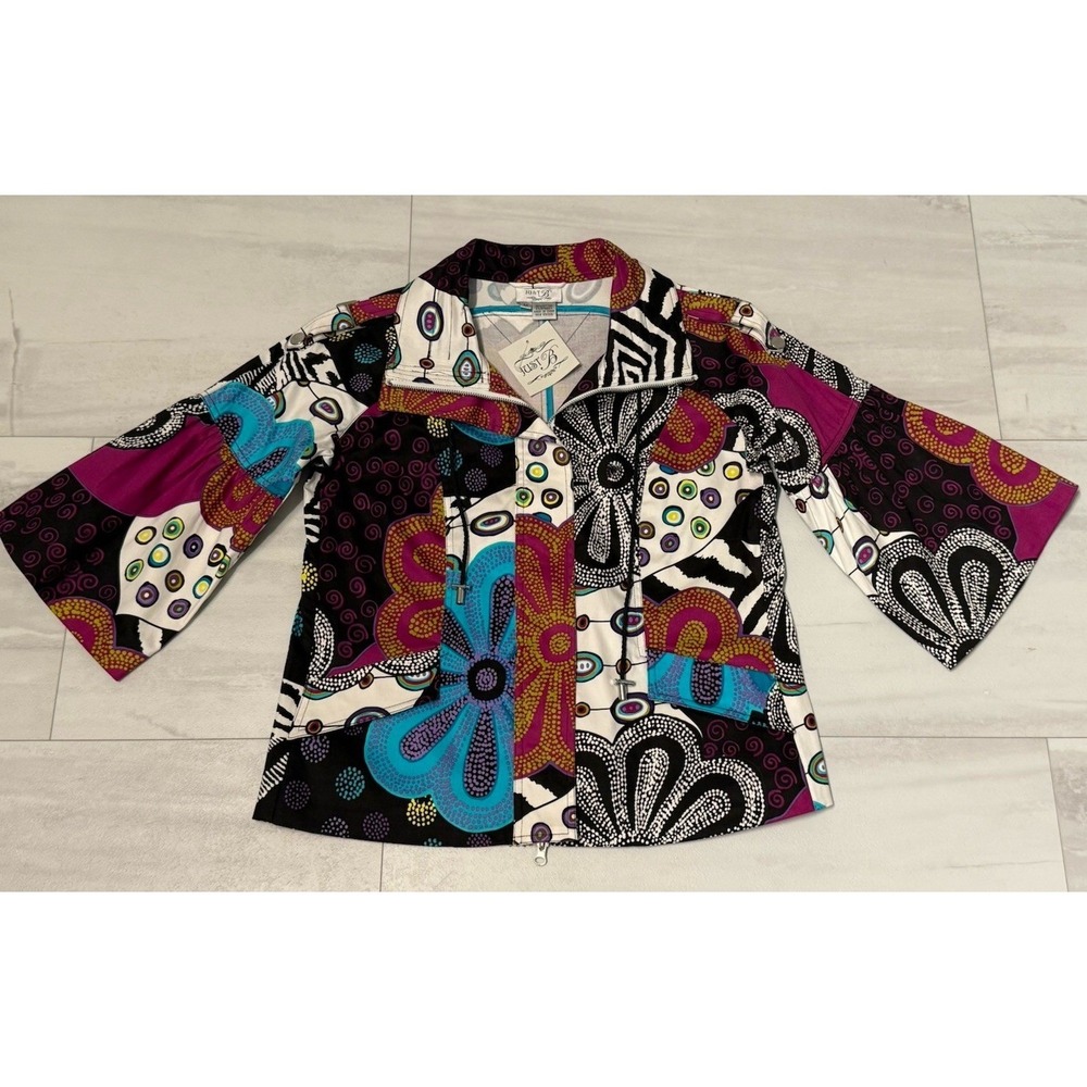 Vintage JUST B Abstract Colorful Jacket Artcore Statement Size M NWT